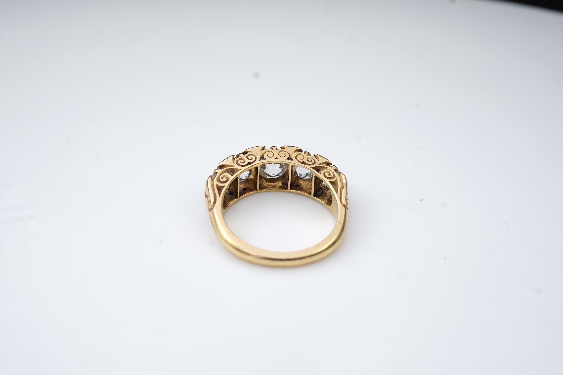 A five-stone diamond ring, circa 1900